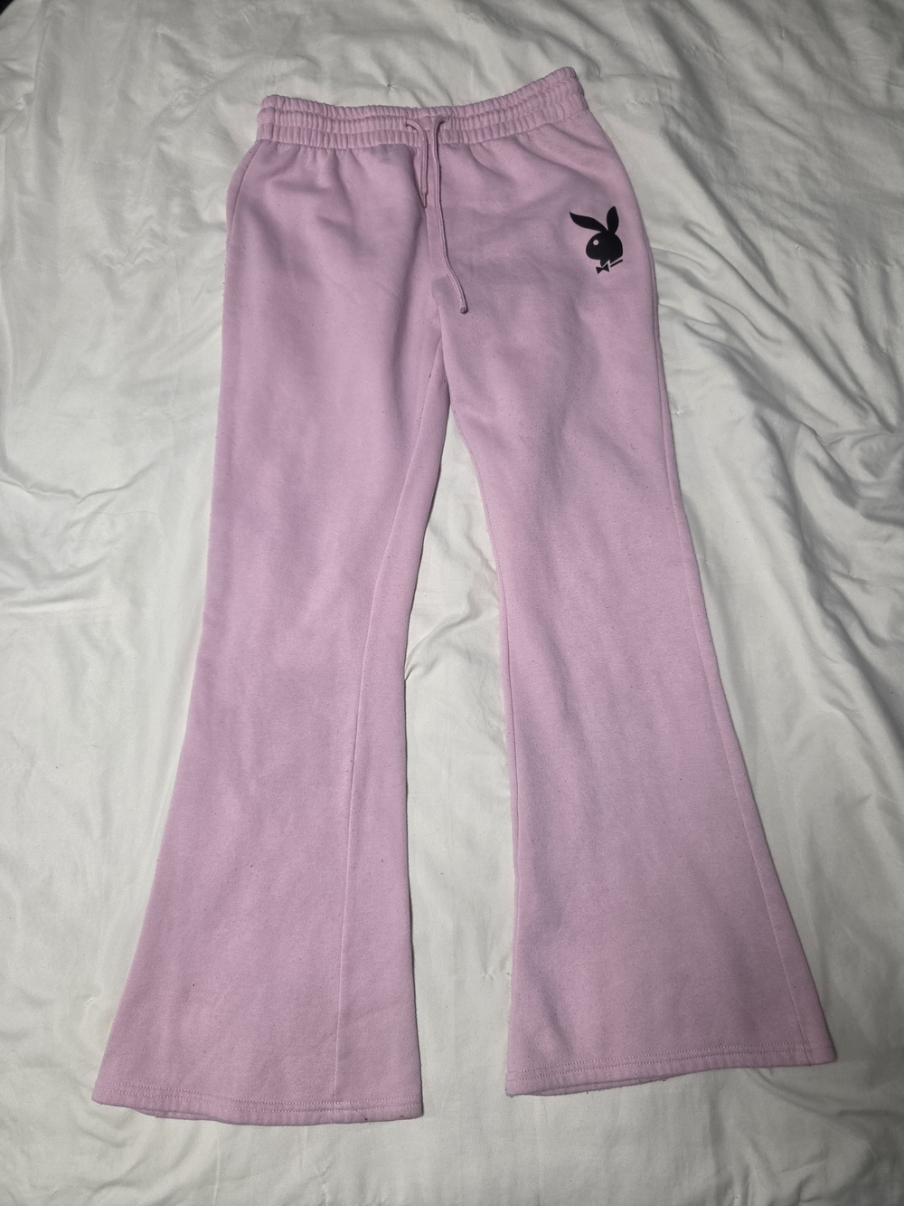 PLAYBOY Pink Flared Pants with Black Bunny Logo
